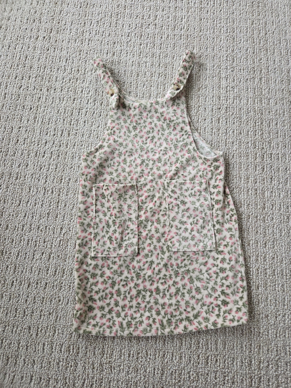 btween Pink Cream Floral Pinafore Romper